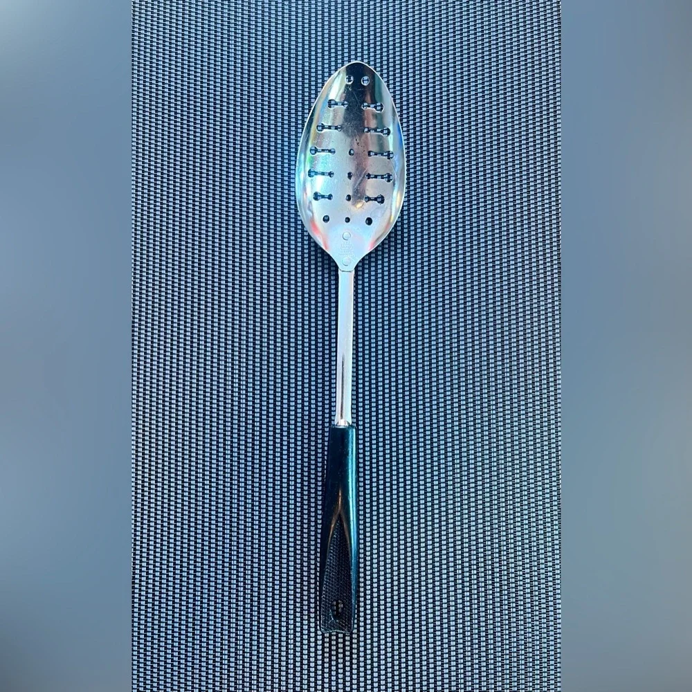 Vintage EKCO USA Metal Slotted Keyhole Serving Spoon 12